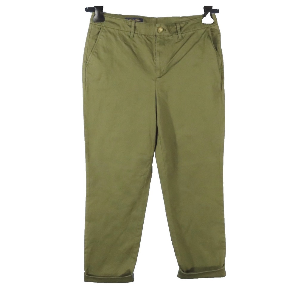 BROOKS BROTHERS Olive Green CHINO PANTS Cotton Stretch STRAIGHT LEG High Rise 12